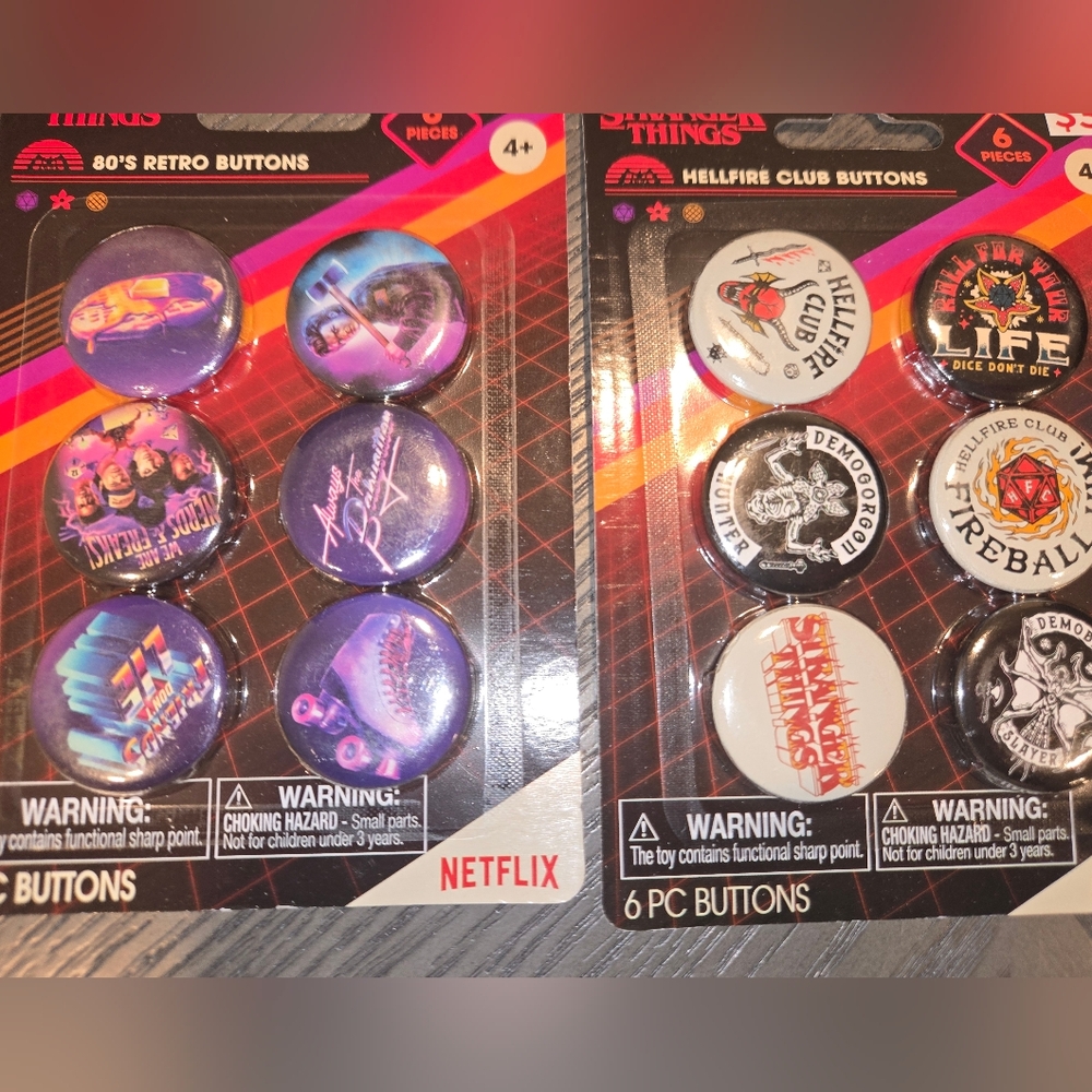 Netflix Stranger things character button bundle, 3 packs bundle, Stranger Things